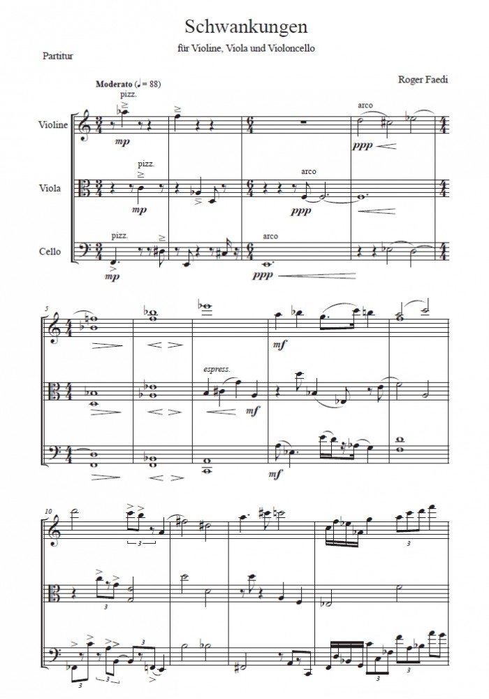 Schwankungen, op. 38, for Violin, Viola and Violoncello